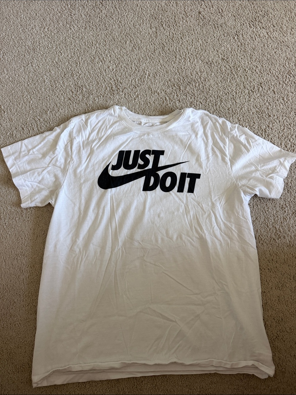 Nike White Short Sleeve Tee with Black 'Just Do It' Logo